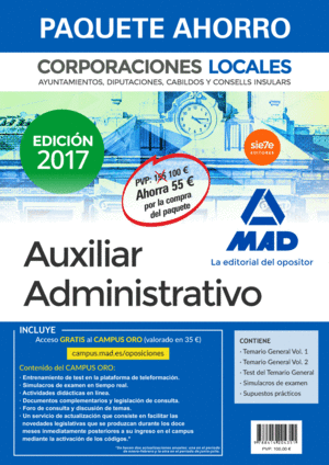 PAQUETE AHORRO AUXILIAR ADMINISTRATIVO DE CORPORACIONES LOCALES. AHORRO DE 55 ?