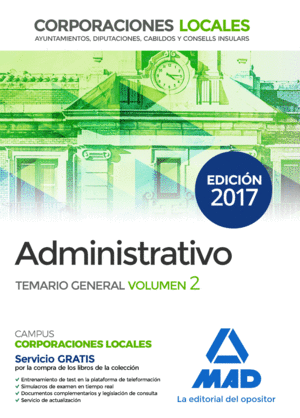 ADMINISTRATIVO CCLL  TEMARIO 2  2017