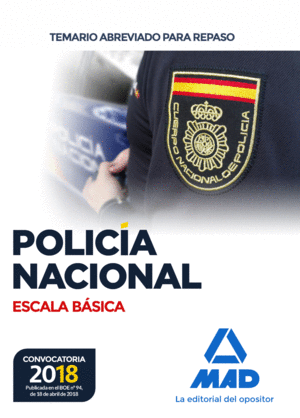 POLICA NACIONAL ESCALA BSICA. TEMARIO ABREVIADO 2018