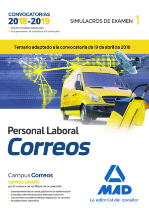 CORREOS PERSONAL LABORAL 1 SIMULACROS EXAMEN 2018-2019