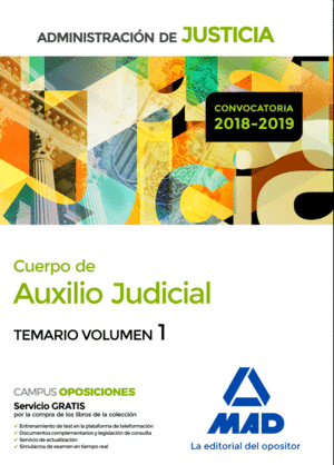 CUERPO AUXILIO JUDICIAL TEMARIO 1 JUSTICIA 2018-19