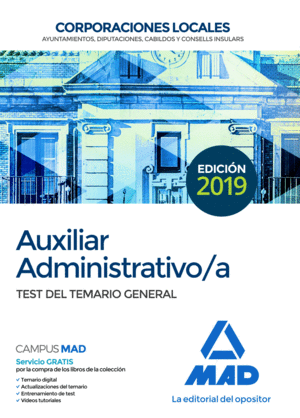 AUXILAR ADMINISTRATIVO CCLL TEST 2019