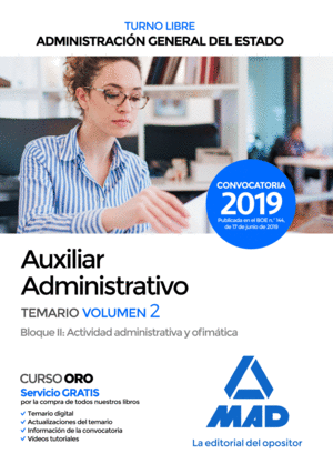 AUXILIAR ADMINISTRATIVO ESTADO 2 TEMARIO