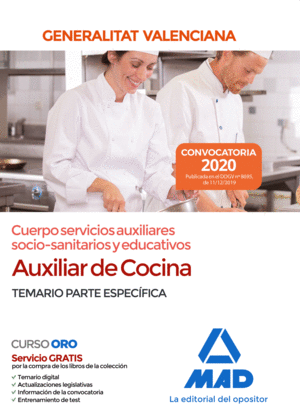 AUXILIAR COCINA TEMARIO PARTE ESPECIFICA  CUERPO SERVICIOS AUXILIARES SOCIO SANITARIOS