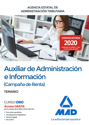 AUXILIAR ADMINISTRACIN E INFORMACIN TEMARIO CAMPAA DE RENTA) DE LA AGENCIA ESTATA