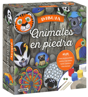 DIBUJA ANIMALES EN PIEDRA (CAJA)