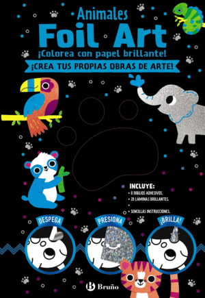 FOIL ART  ANIMALES   COLOREA CON PAPEL BRILLANTE